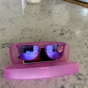 Ray-Ban Pink Sunglasses with Blue Lenses